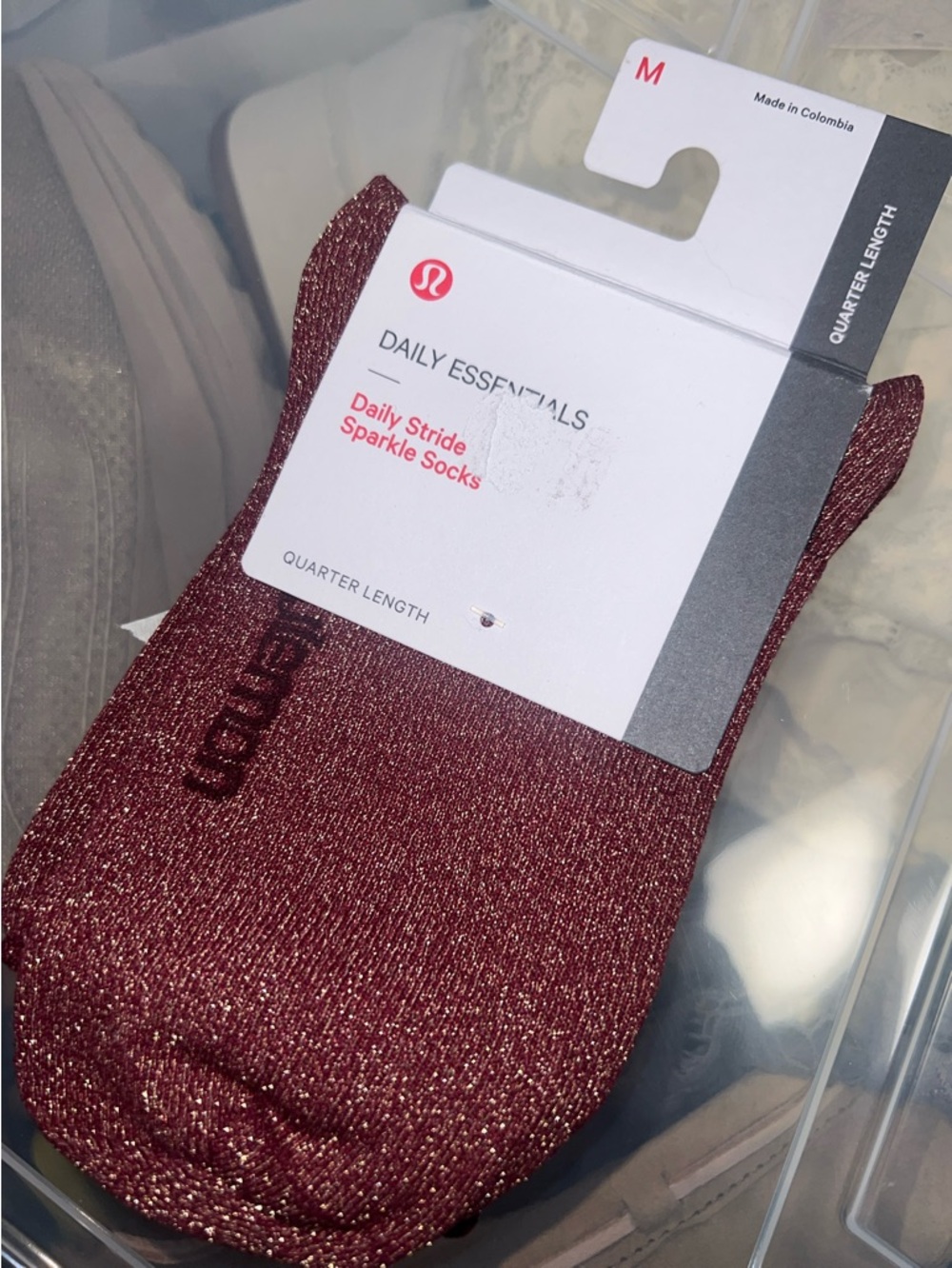 lululemon athletica Maroon Sparkle Quarter Socks
